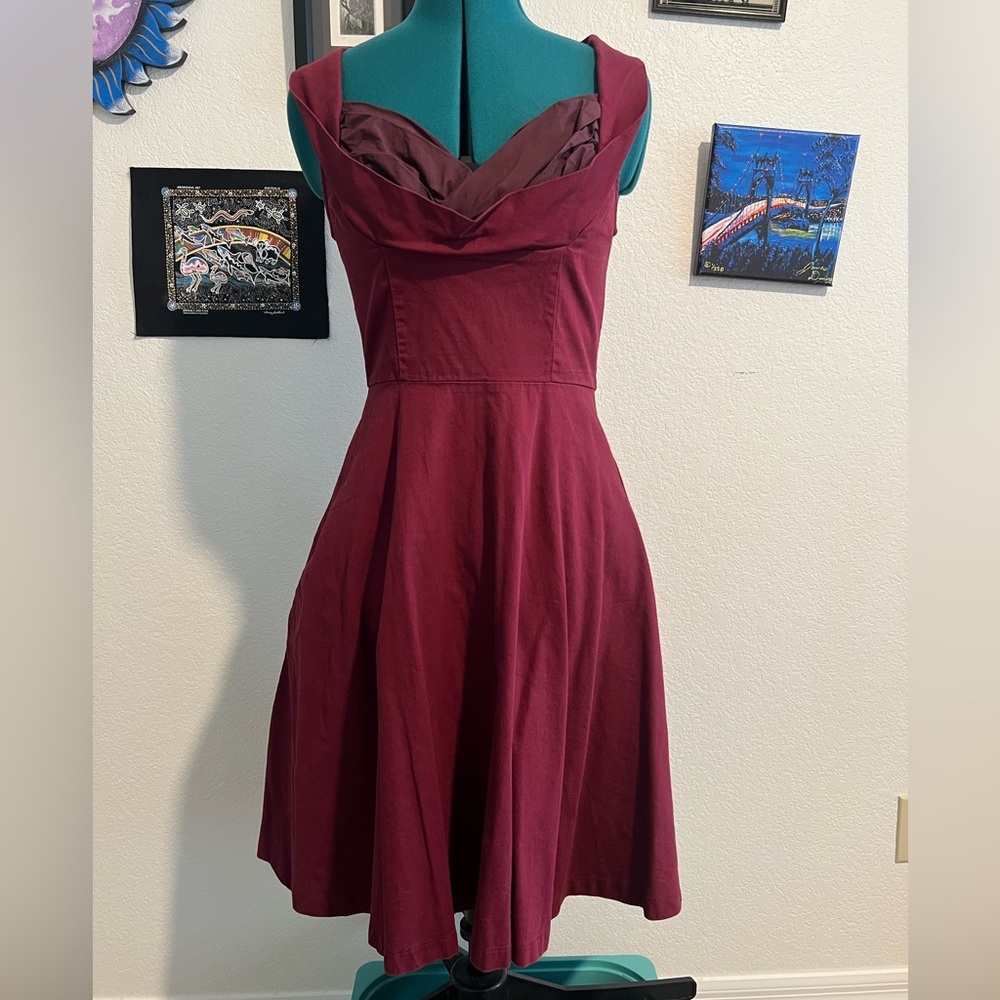 Lindy Bop Retro Burgundy Dress